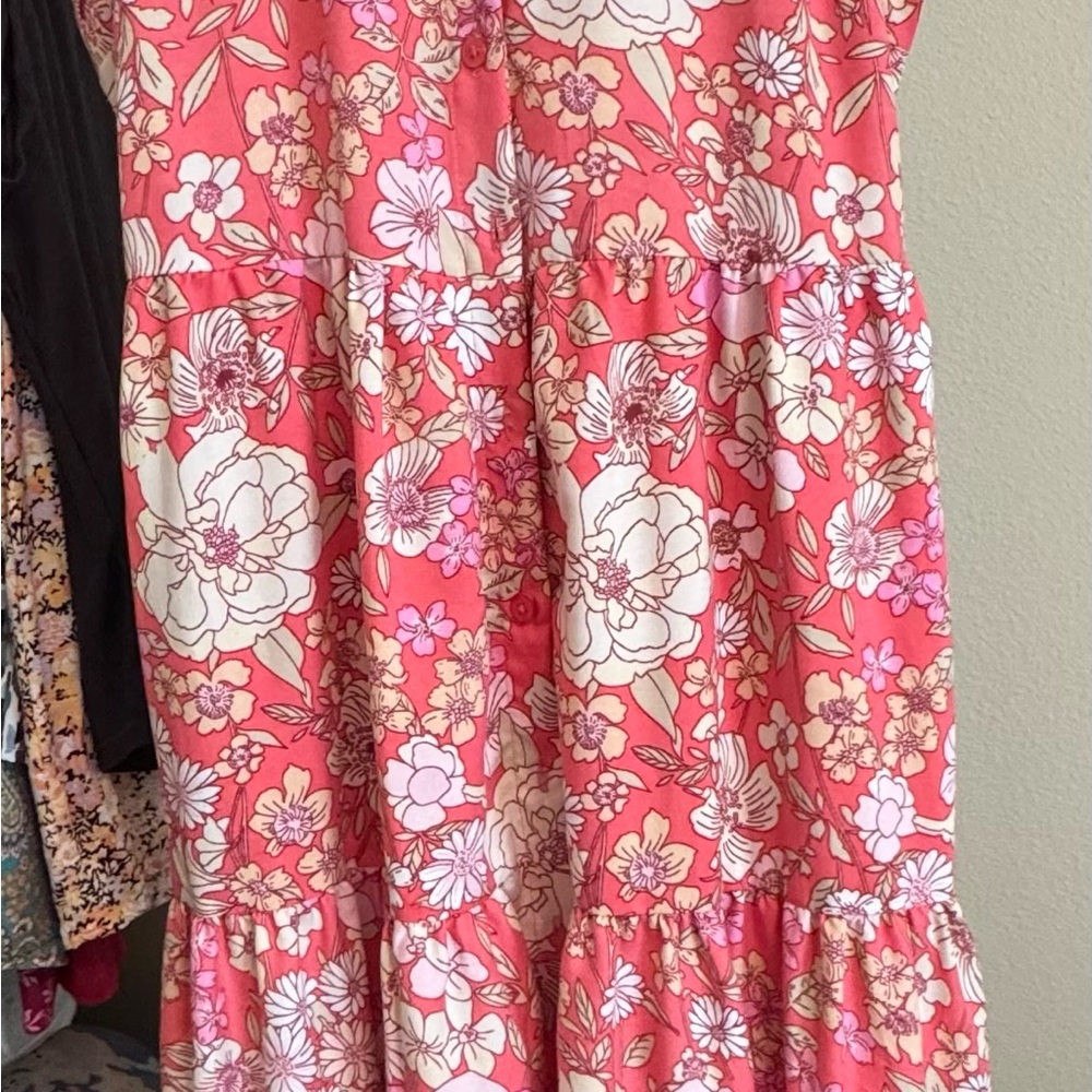 Floral Pink Tiered Maxi Skirt